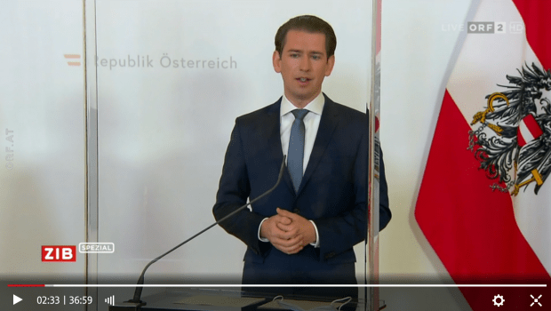 Kanzler Kurz stellt erste Schritte zur Wiederaufnahme des öffentlichen Lebens und Wirtschaftens vor