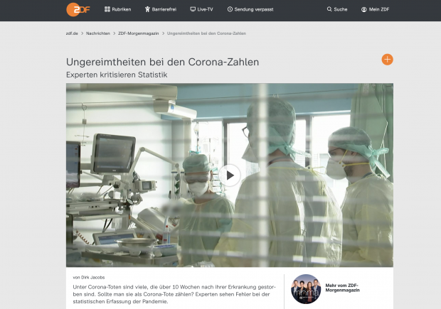ZDF-Beitrag: »Ungereimtheiten bei den Corona-Zahlen – Experten kritisieren Statistik«