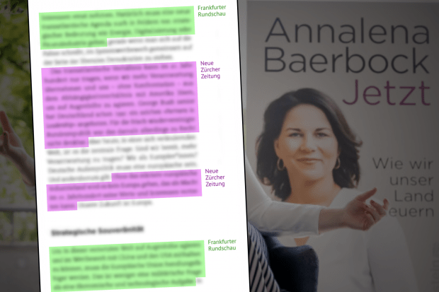 Baerbock erstellte ganze Buchseite fast vollständig im Collage-Verfahren