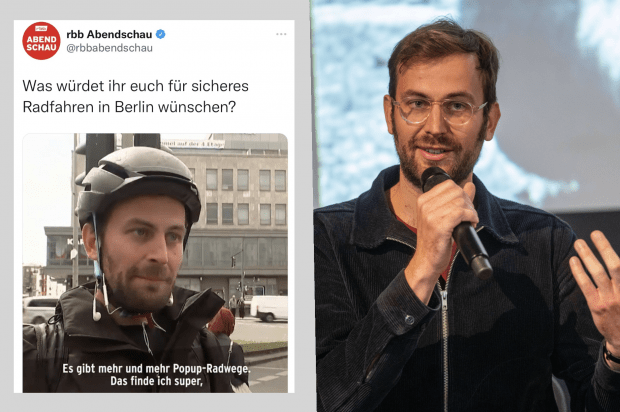 RBB interviewt Grünen-Politiker als zufälligen Radfahrer zur Verkehrspolitik