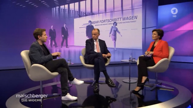 Bei Maischberger: Merz und Kühnert als ziemlich beste Freunde