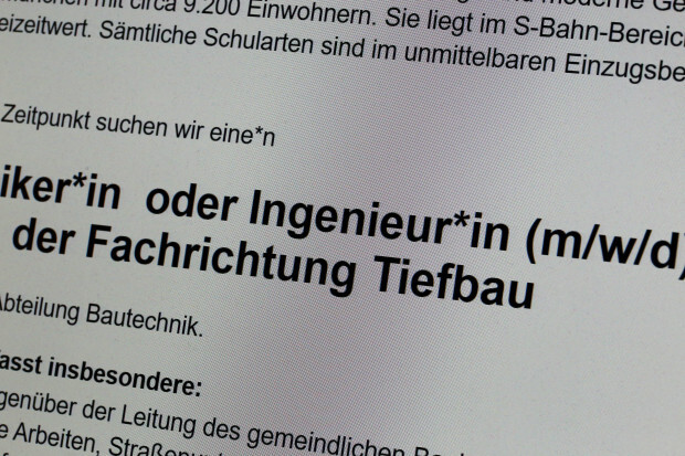 Umfrage: Nur 25 Prozent für gegenderte Stellenanzeigen