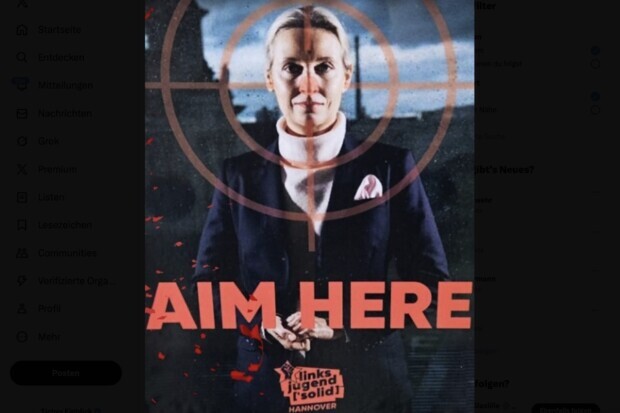 „Linksjugend Hannover“ nimmt AfD-Chefin Weidel bildhaft ins Fadenkreuz