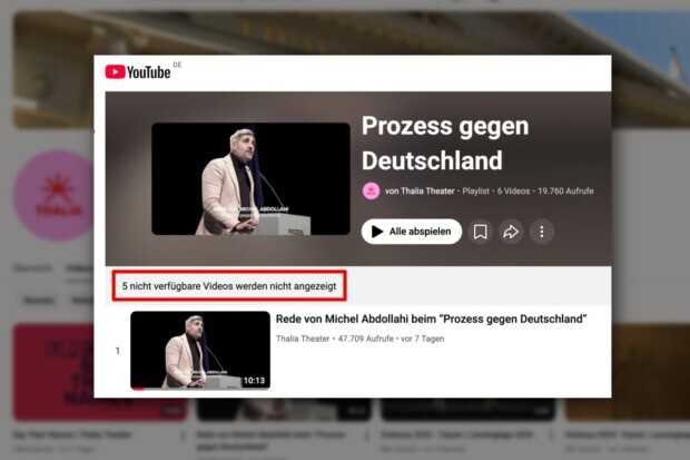 Thalia Theater stellt „Prozess gegen Deutschland“-Videos nach Protesten wieder online